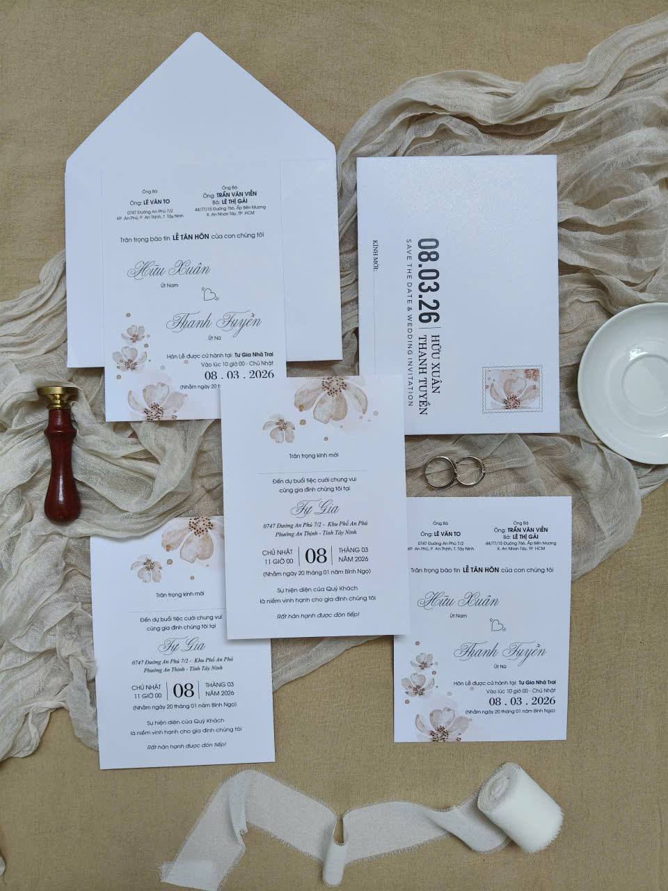 in thiệp cưới đẹp giá rẻ đồng xoài, bình phước khánh huyền