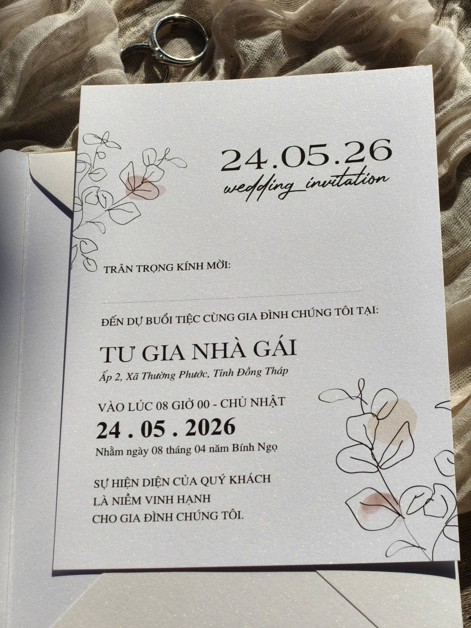 in thiệp cưới đẹp giá rẻ đồng xoài, bình phước khánh huyền