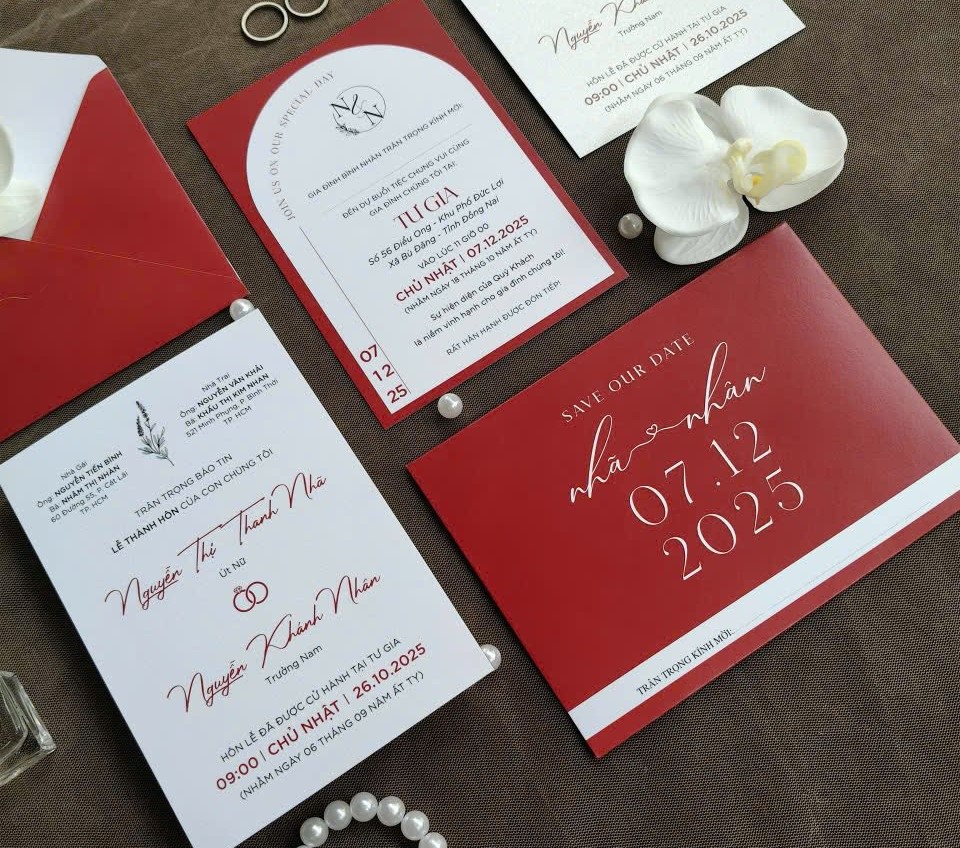 in thiệp cưới đẹp giá rẻ đồng xoài, bình phước khánh huyền