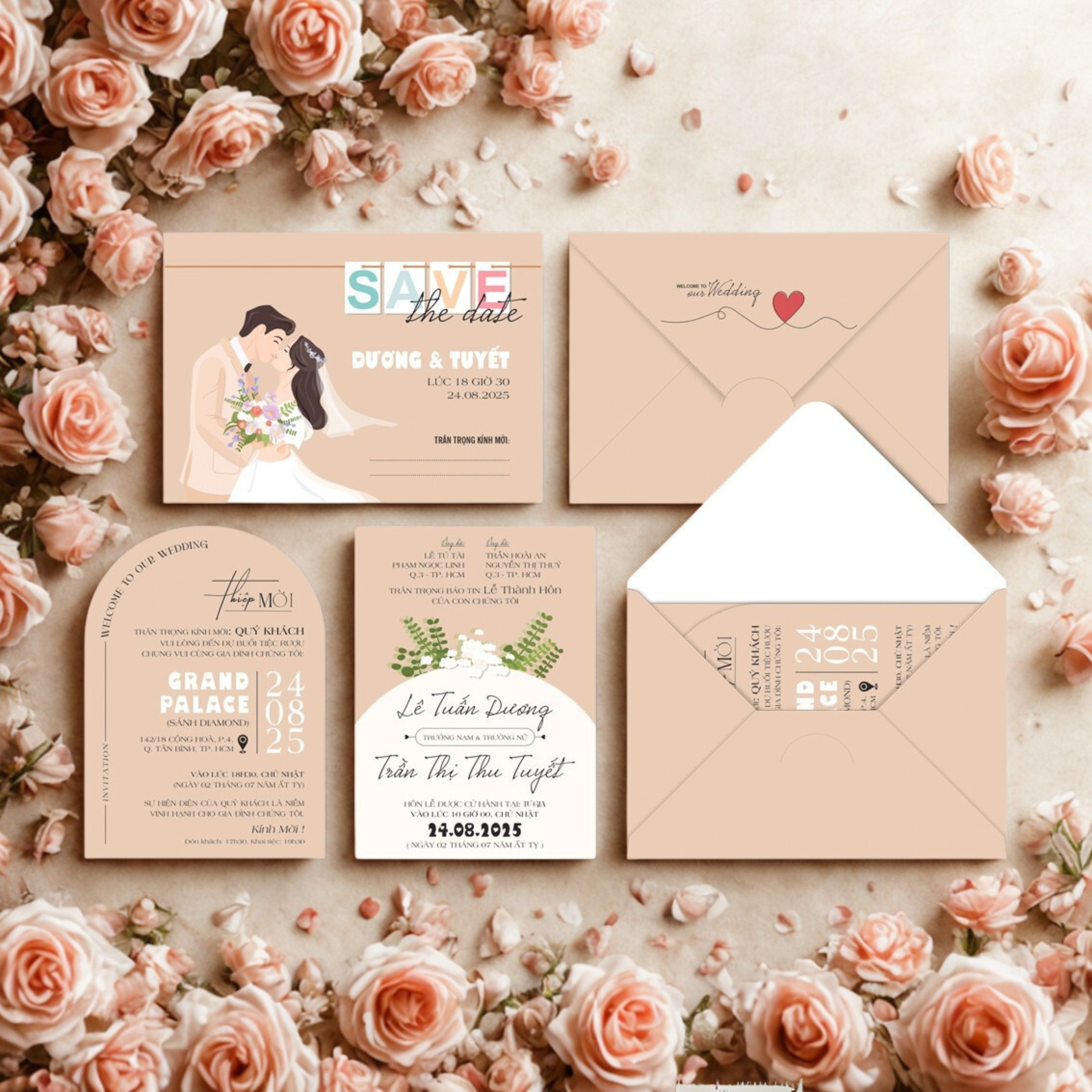 in thiệp cưới đẹp giá rẻ đồng xoài, bình phước khánh huyền