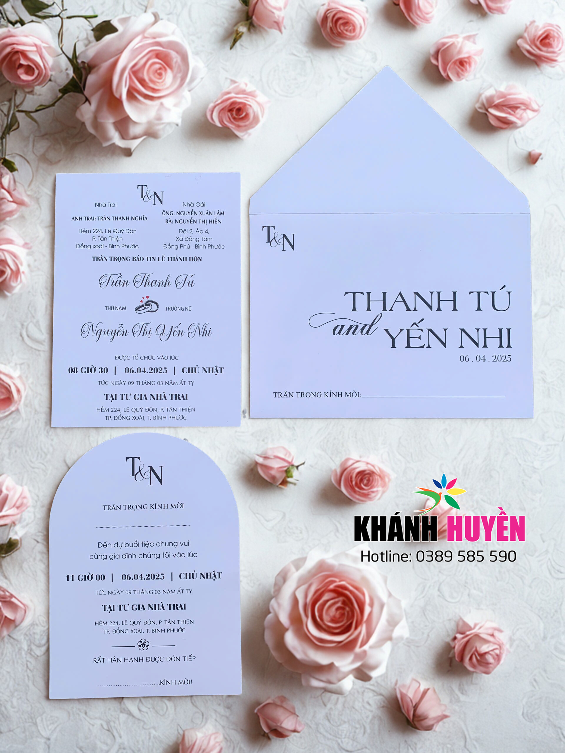 in thiệp cưới đẹp giá rẻ đồng xoài, bình phước khánh huyền