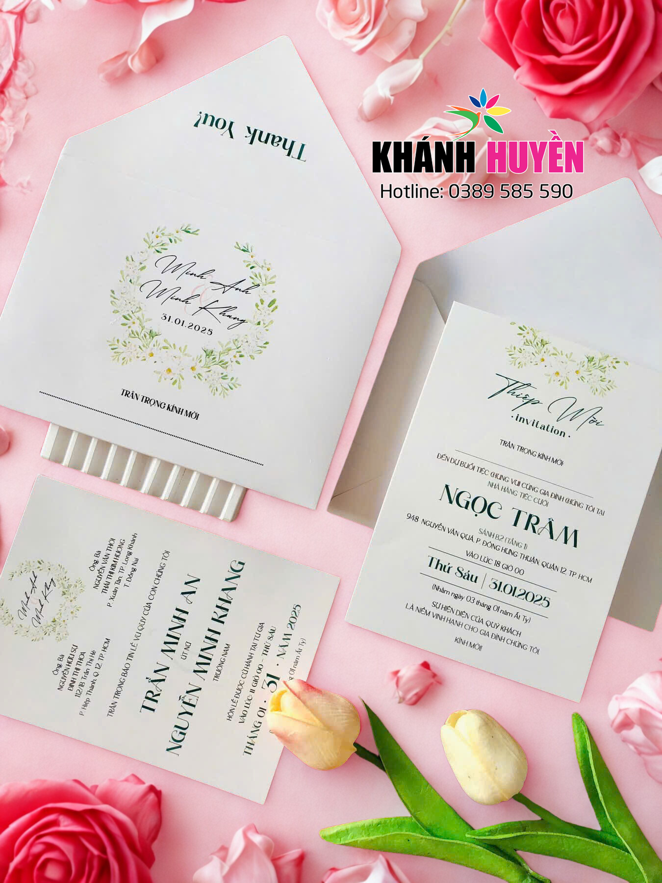 in thiệp cưới đẹp giá rẻ đồng xoài, bình phước khánh huyền