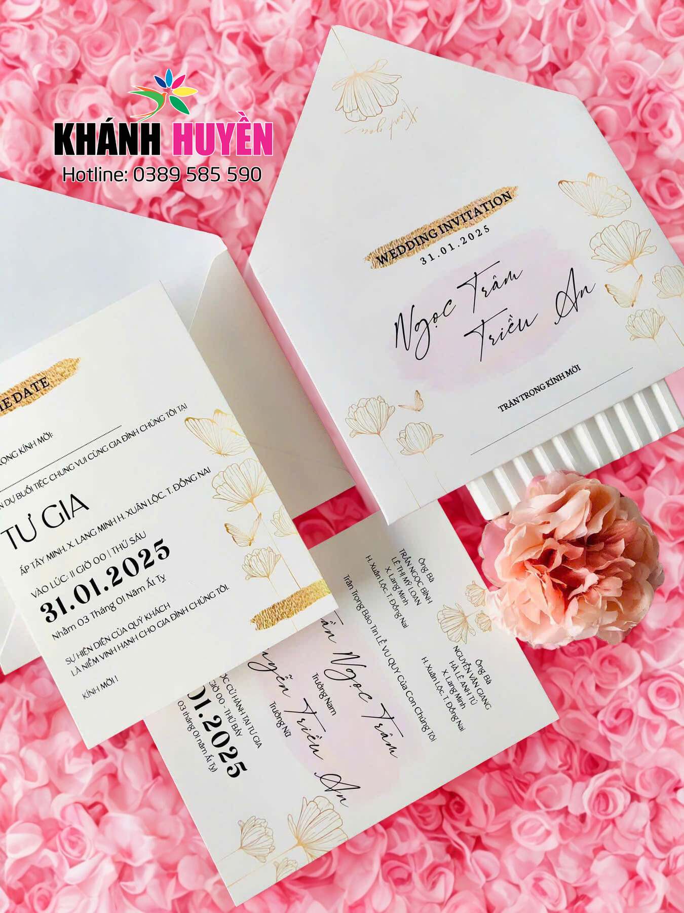 in thiệp cưới đẹp giá rẻ đồng xoài, bình phước khánh huyền