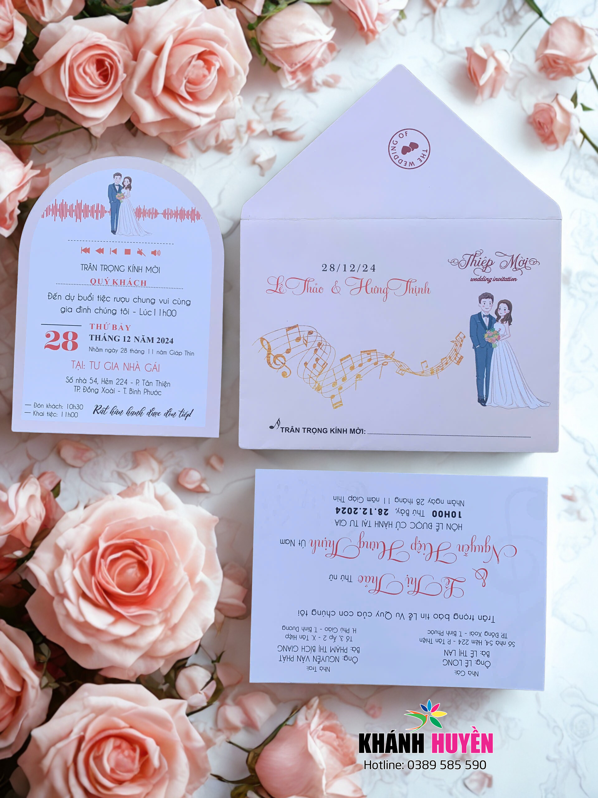 in thiệp cưới đẹp giá rẻ đồng xoài, bình phước khánh huyền