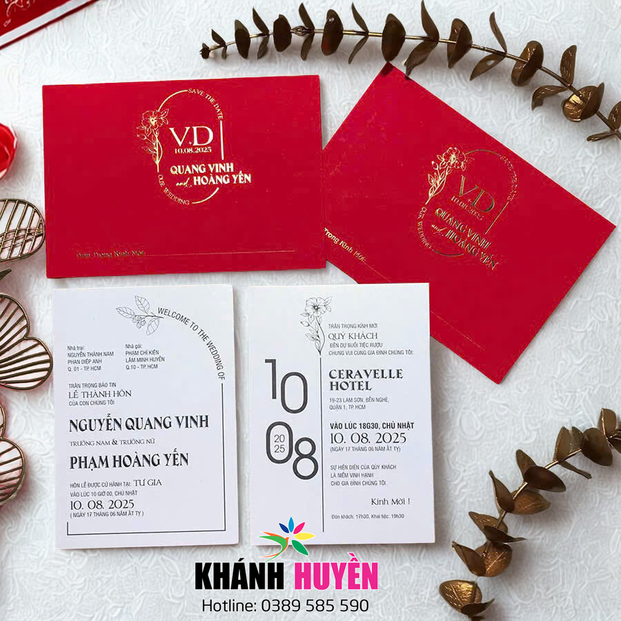 in thiệp cưới đẹp giá rẻ đồng xoài, bình phước khánh huyền