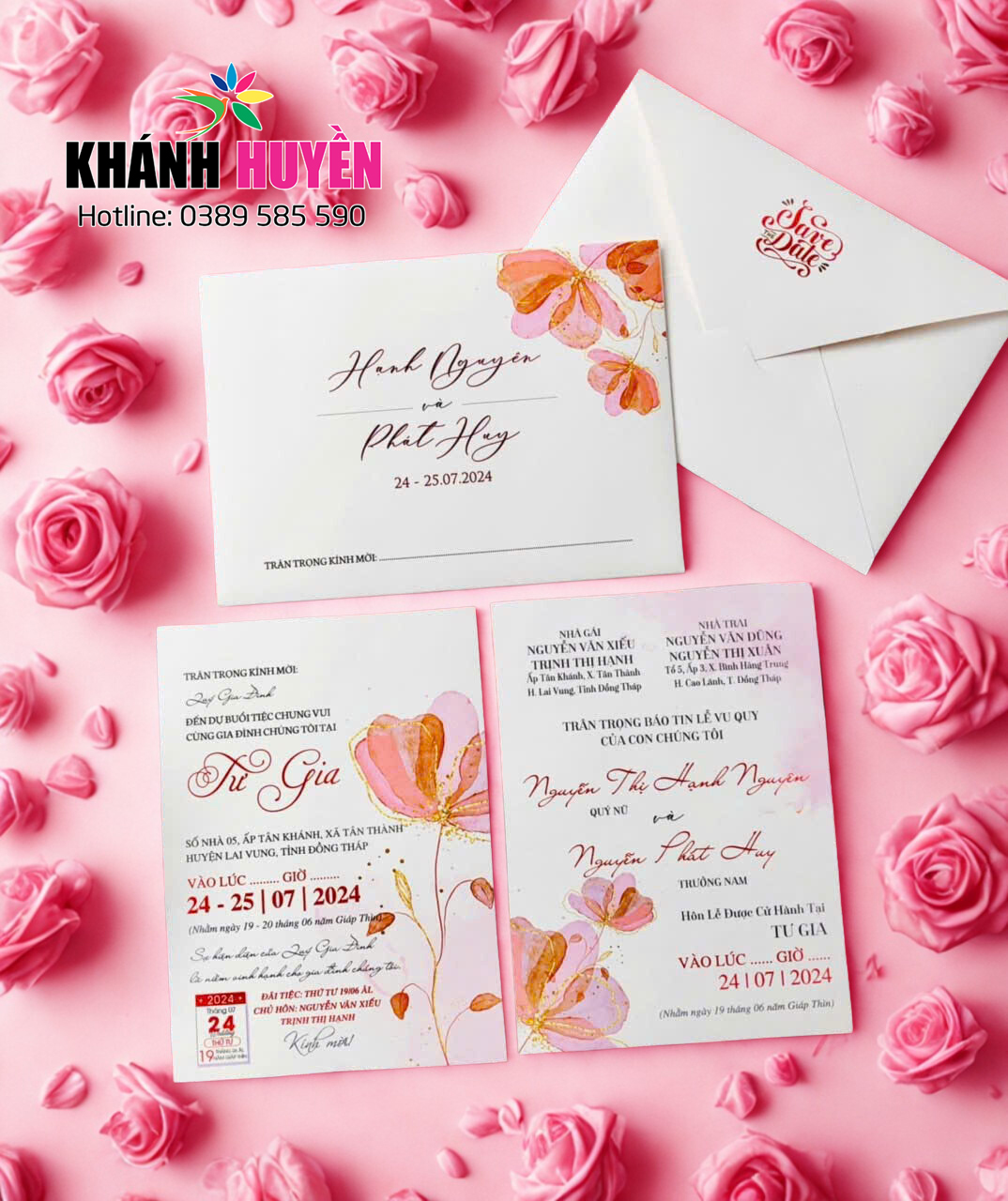 in thiệp cưới đẹp giá rẻ đồng xoài, bình phước khánh huyền