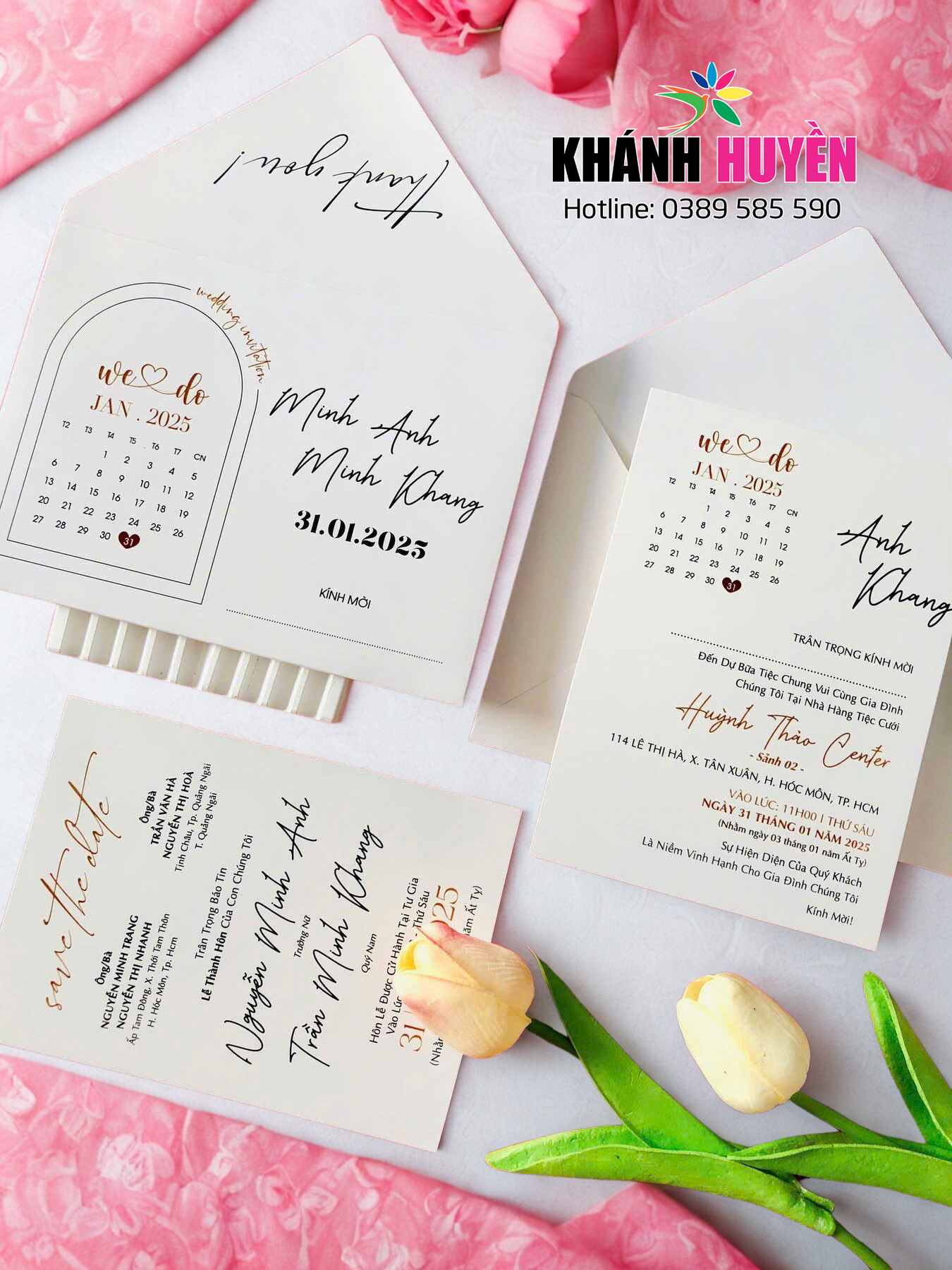 in thiệp cưới đẹp giá rẻ đồng xoài, bình phước khánh huyền