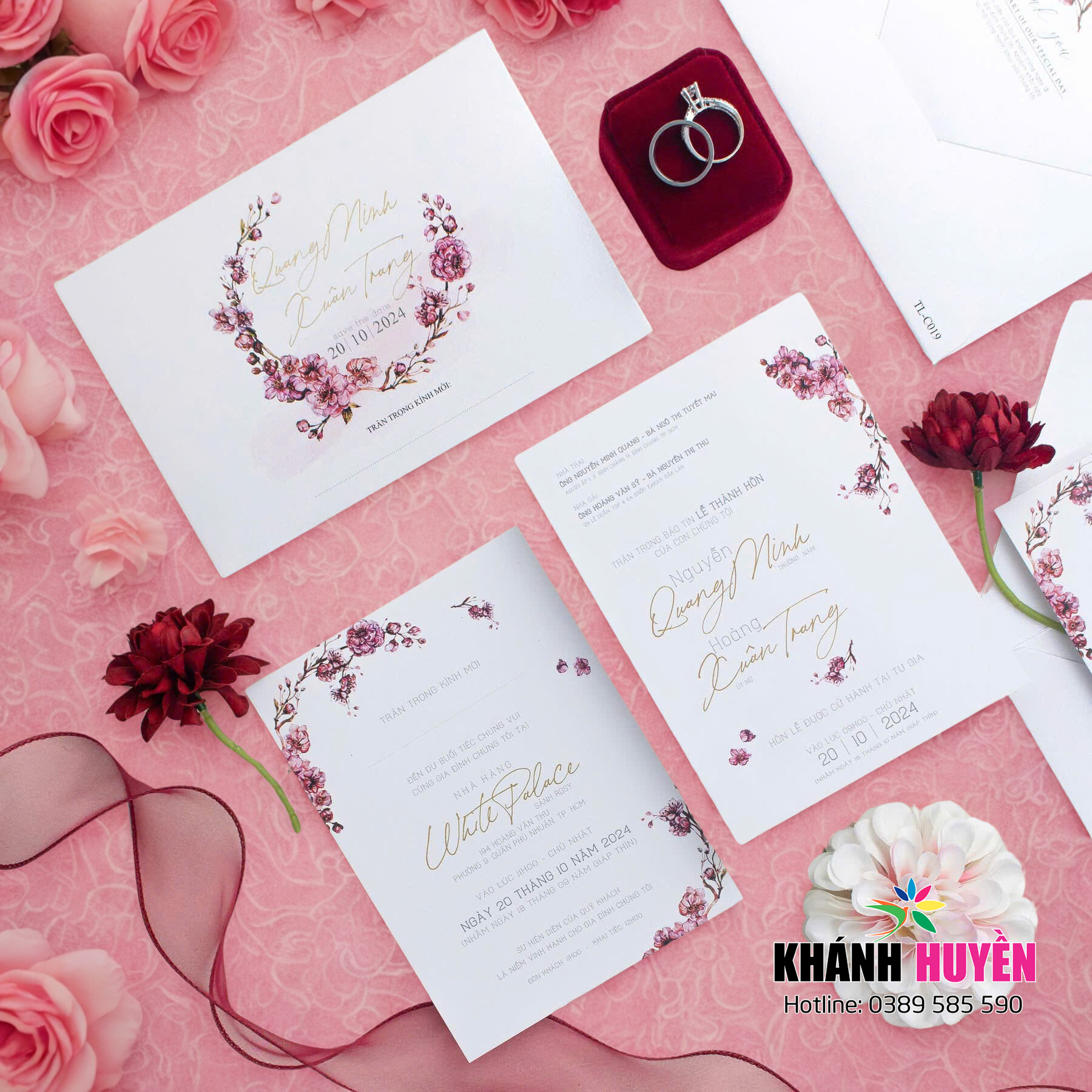 in thiệp cưới đẹp giá rẻ đồng xoài, bình phước khánh huyền
