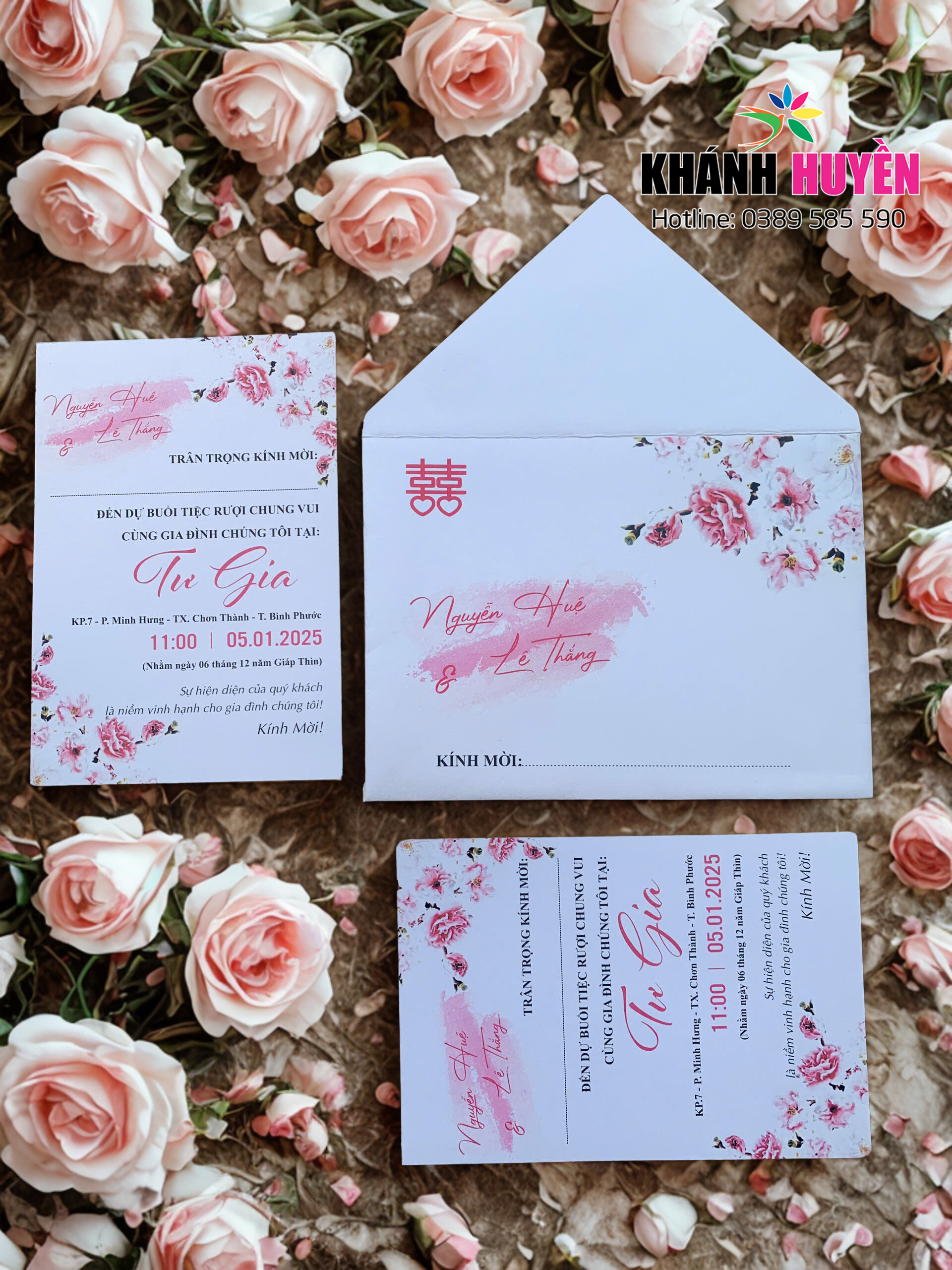 in thiệp cưới đẹp giá rẻ đồng xoài, bình phước khánh huyền